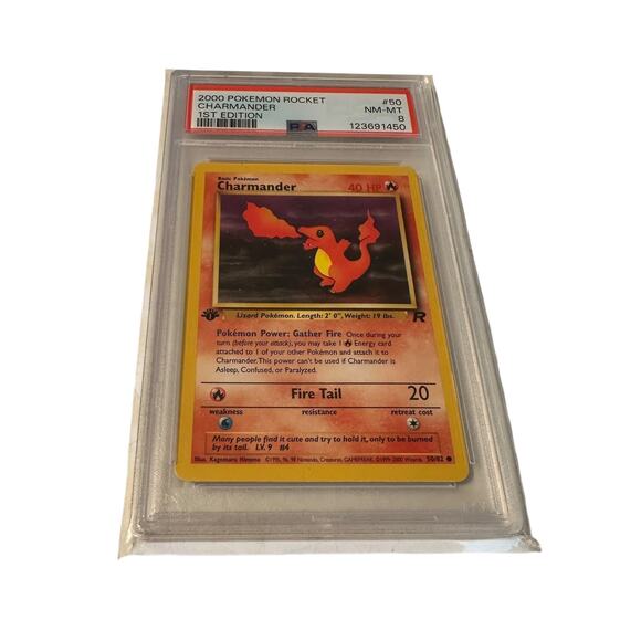 2000 PSA 8 Pokemon Charmander 1st Edition Rocket #50 Graded - Picture 1 of 2